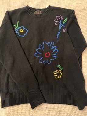 Black Floral Crewneck Sweater